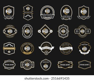 logo badge template with monogram and the text editable for clothing, sport, and apparel