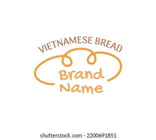 Logo badge of Vietnamese bread isolated on white background. Emblem of the bakery, bread shop, restaurant, fast food, street food, natural farm products.