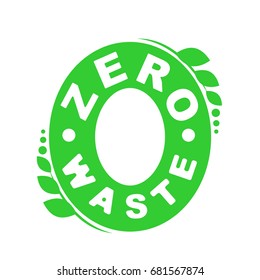 Logo or badge of zero waste. Garbage processing and recycling. Ecology green symbol. Vector