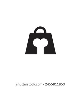 Logo bag with bone black minimalist with blank background , logo pet store