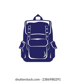 Logo of bag icon vector silhouette isolated design school concept blue bag