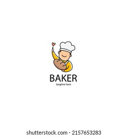 logo with a baker symbol, with a love symbol representing the meaning of friendly service and delicious taste