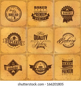 logo bakery bread old cafe baked cake cook elements icon set of vintage bakery or bread shop labels badges and design elements on grunge blue texture logo bakery bread old cafe baked cake cook element