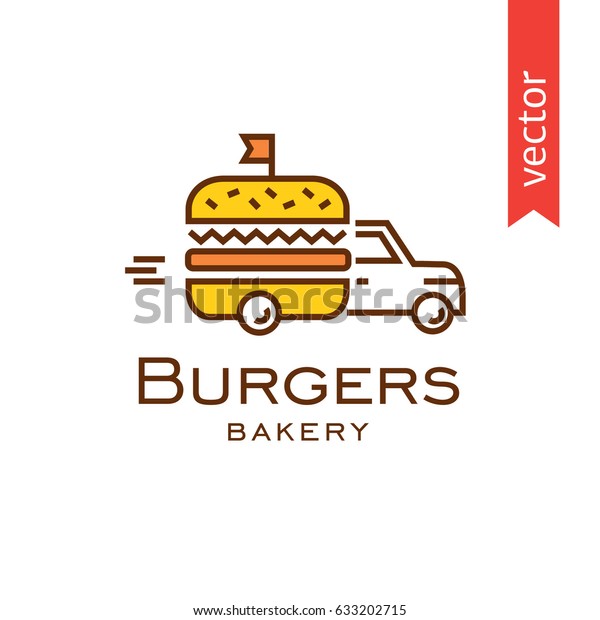 Logo for bakery, making burgers. Car and burger,\
vector illustration for\
prints.