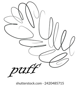 the logo for the bakery, namely puff pastry with nuts or any other filling, drawn in line art style and the name written in an elegant font