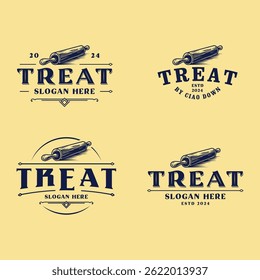 logo for a bakery restaurant, with a rolling pin as its icon.