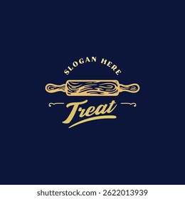 logo for a bakery restaurant, with a rolling pin as its icon.