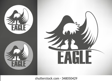 Logo With Bald Eagle With Chicks In The Nest 