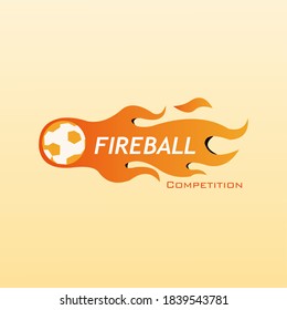 Logo of ball with fire on orange background