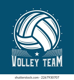 Logo with ball and net for volleyball team