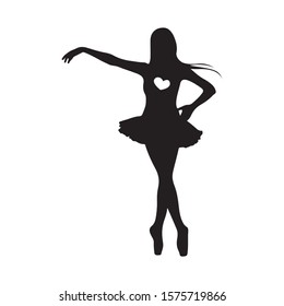 Logo Ballet Dance Iconic Ballerina black and white Vector Graphic