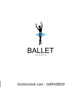 Logo for a ballet or dance studio. Silhouette of a girl dancing isolated on a white background. Vector illustration