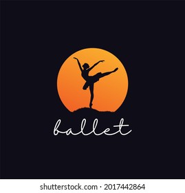 Logo for a ballet or dance studio. Silhouette of a young girl dancer. Logo for posters, banners, signs, mobile applications. Vector illustration