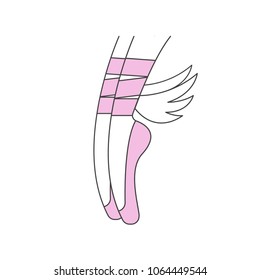 Logo ballet studio. Pointe shoes with wings, dance class, ballerina. Vector illustration