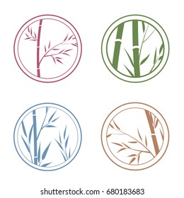 Logo of bamboo. Leaves and stem in a round sign.Vector