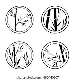 Logo of bamboo. Leaves and stem in a round sign.Vector