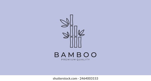 logo bamboo line art minimalist icon vector illustration design