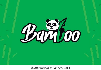 Logo bamboo panda rustic green