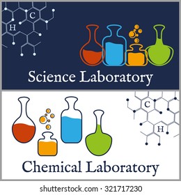 Logo or banner design template for science or chemical laboratory.