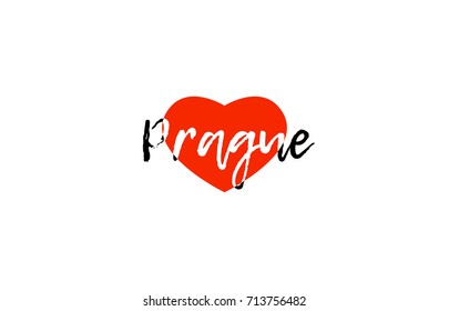 Logo or banner for european capital prague of czech republic with a red love heart suitable for tourism or touristic promotion