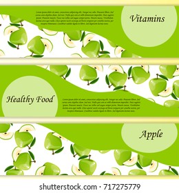 logo, banner or label of fresh green apple juice. Vector square label, apple jam, sauce or juice label or poster. healthy food concept