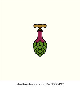 logo bar that combines wine bottles and hops