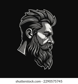 A logo of a barber shop, handsome man head, designed in esports illustration style 