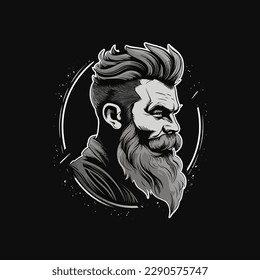 A logo of a barber shop, handsome man head, designed in esports illustration style 