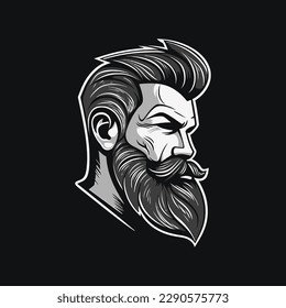 A logo of a barber shop, handsome man head, designed in esports illustration style 