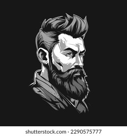 A logo of a barber shop, handsome man head, designed in esports illustration style 