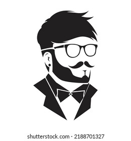 Logo for barber shop. Imagine a man with a neat beard with glasses and wearing a blazer.
