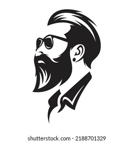 Logo for barber shop. Imagine a man with a neat beard with glasses and wearing a blazer.