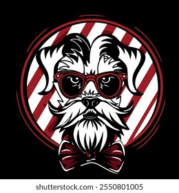logo for barbershop, depicts a dog, suitable for grooming, vector illustration 