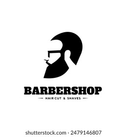 Logo Barbershop Hair cut and shaves, makes men look neat and authoritative