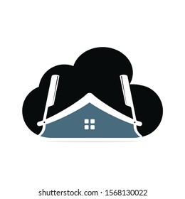 Logo for barbershop, hair salon. Barber Cloud Logo Icon Design.