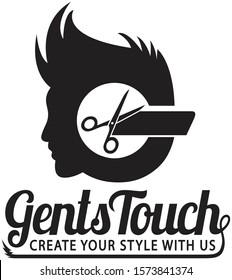 Logo for barbershop, hair salon. Black and white barbershop logotype. Barbershop sign. Vector Illustration