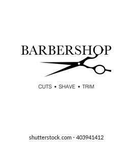 Logo for barbershop, hair salon. Black and white barbershop logotype. Barbershop sign. Vector Illustration