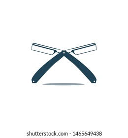 Logo for barbershop, hair salon. Blue and white barbershop logotype. Barbershop sign. Vector Illustration