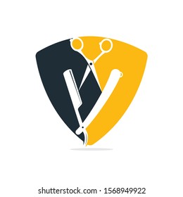 Logo for barbershop, hair salon.  Scissors icon barbershop logo sign.