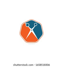 Logo for barbershop, hair salon. Scissors icon barbershop logo sign.	