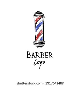 The logo for the Barbershop with image barber's pole.