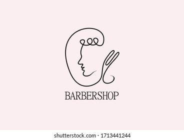 logo barbershop line elegant black color