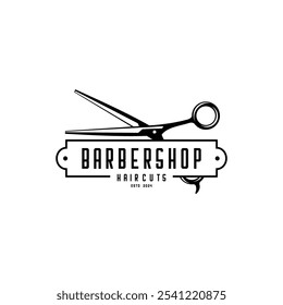 Logo barbershop scissor vector design 