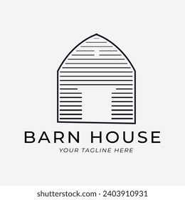 logo barn house line art logo vector concept with emblem  illustration template design. icon home design