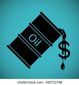 Logo barrel with oil. Drop fuel in the form of dollar currency. Stock vector illustration.