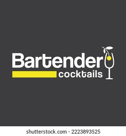 logo bartender cocktails yellow vector