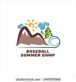 Logo baseball summar camp. Cartoon logo. Vector Illustration