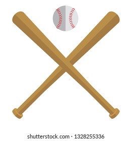 Logo of the baseball team logo, with a baseball bat, baseball ball. Vector illustration