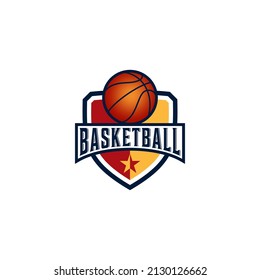 logo for basketball in white background