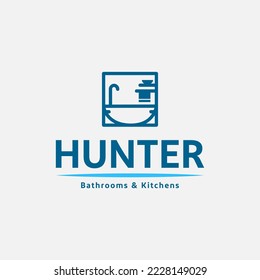 Logo with bathroom icon with outline shape